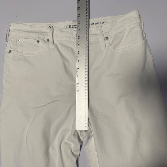 J. Crew Slim Wide Leg Crop Jeans Women Size 32 White Raw Hem High Rise - Picture 8 of 11
